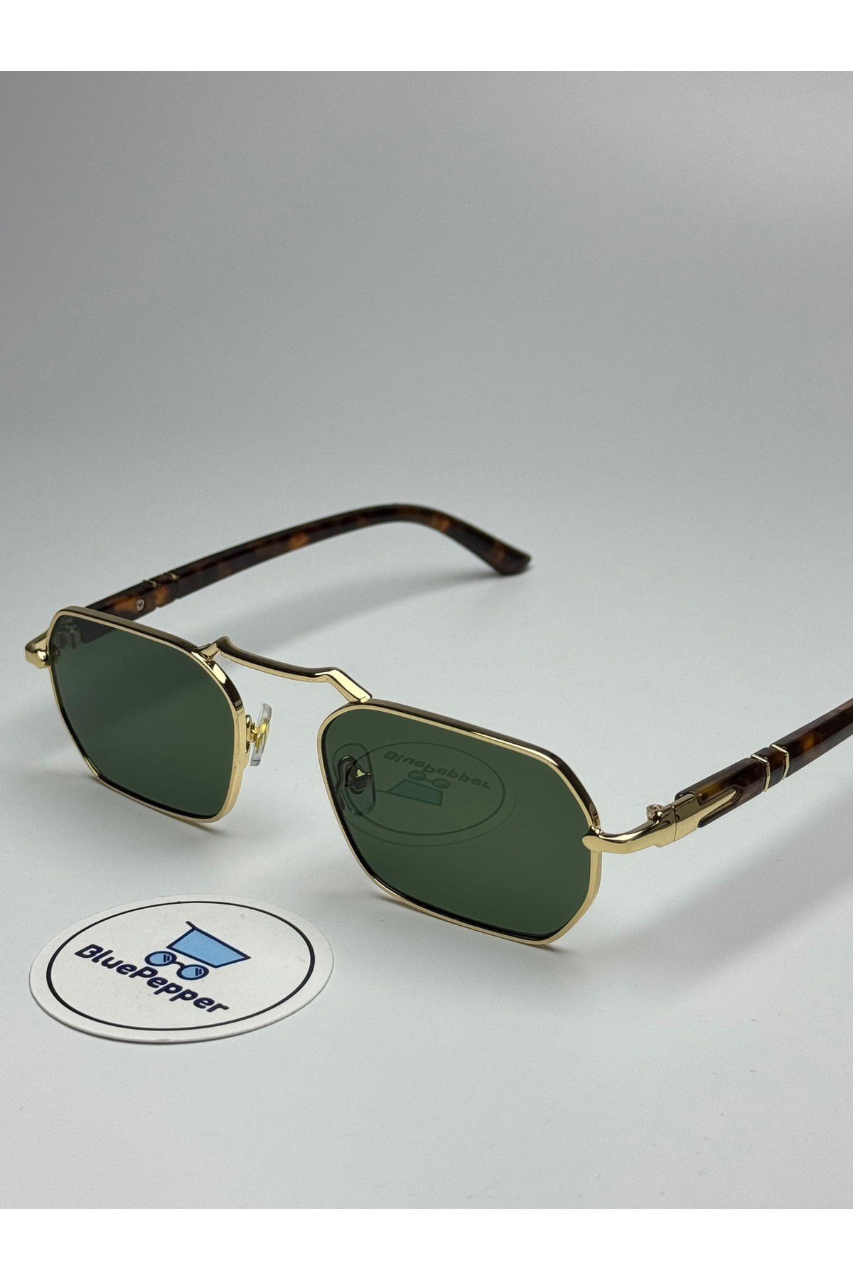 BluePepper EŞREF TEK MODEL GÜNEŞ GÖZLÜĞÜ - KAHVE SAP - YEŞİL CAM - UV400 KORUMALI- 55 EKARTMAN - Görsel 2
