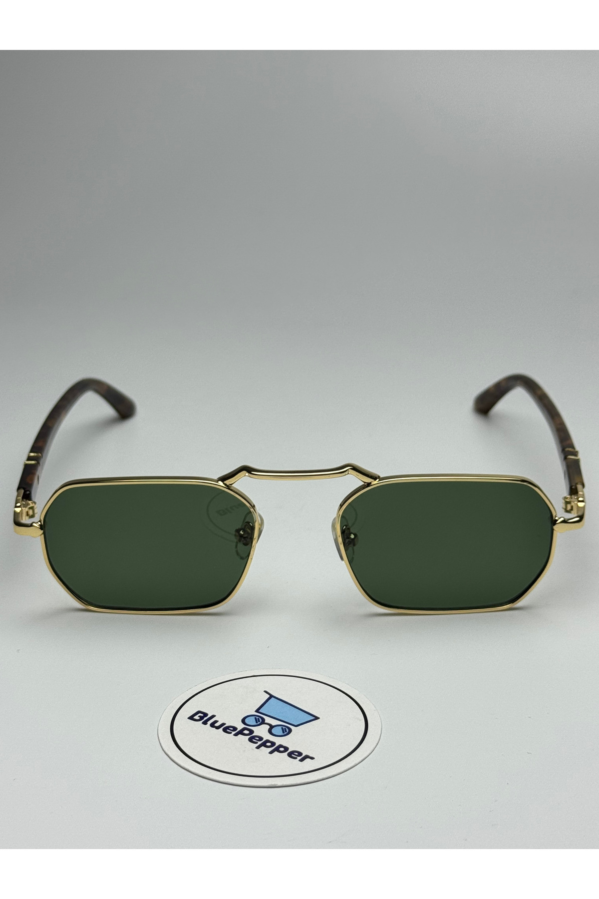 BluePepper EŞREF TEK MODEL GÜNEŞ GÖZLÜĞÜ - KAHVE SAP - YEŞİL CAM - UV400 KORUMALI- 55 EKARTMAN - Görsel 3