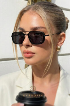 Eyesofia Burby Dikdörtgen Siyah Unisex Güneş Gözlüğü