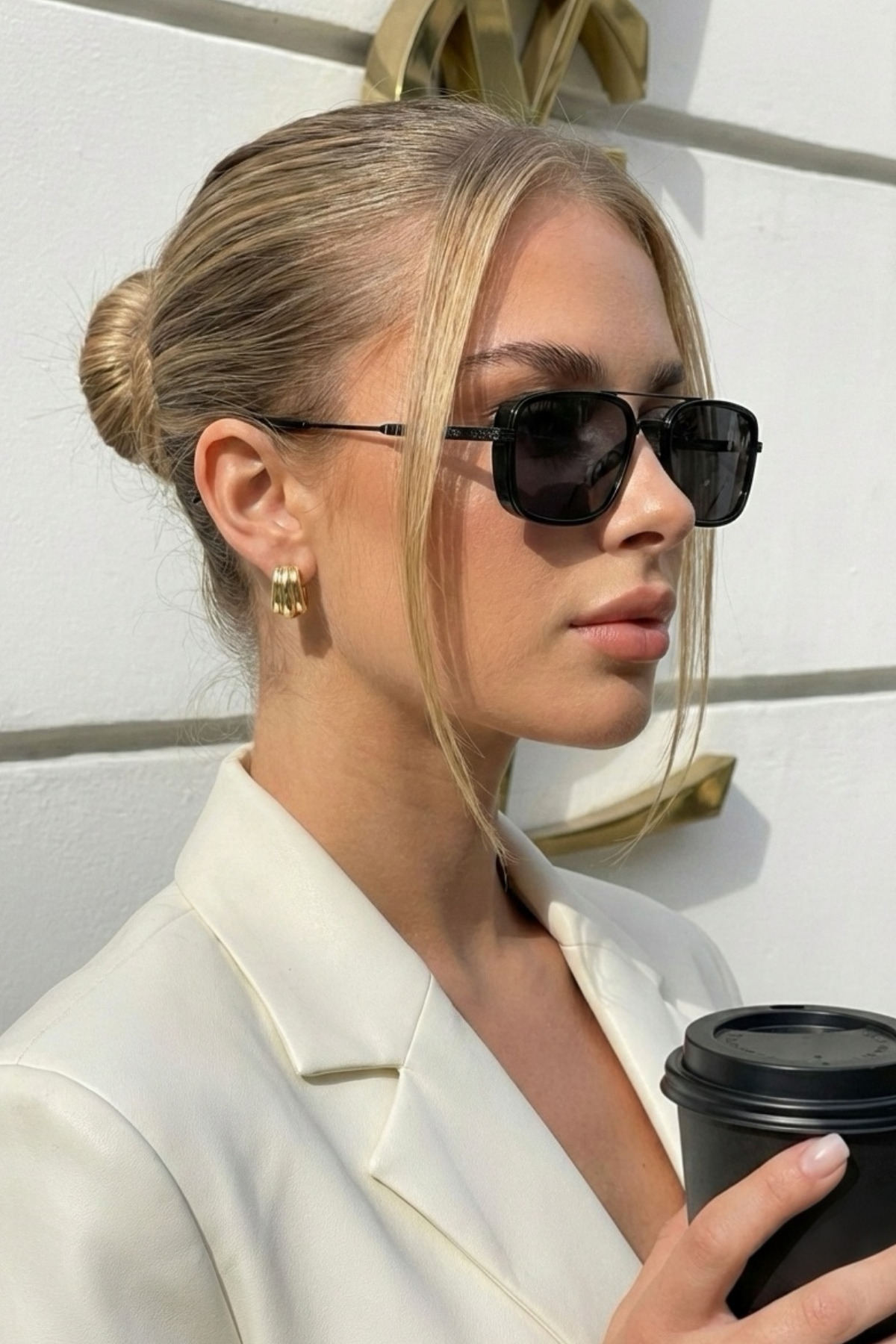 Eyesofia Burby Dikdörtgen Siyah Unisex Güneş Gözlüğü - Görsel 2