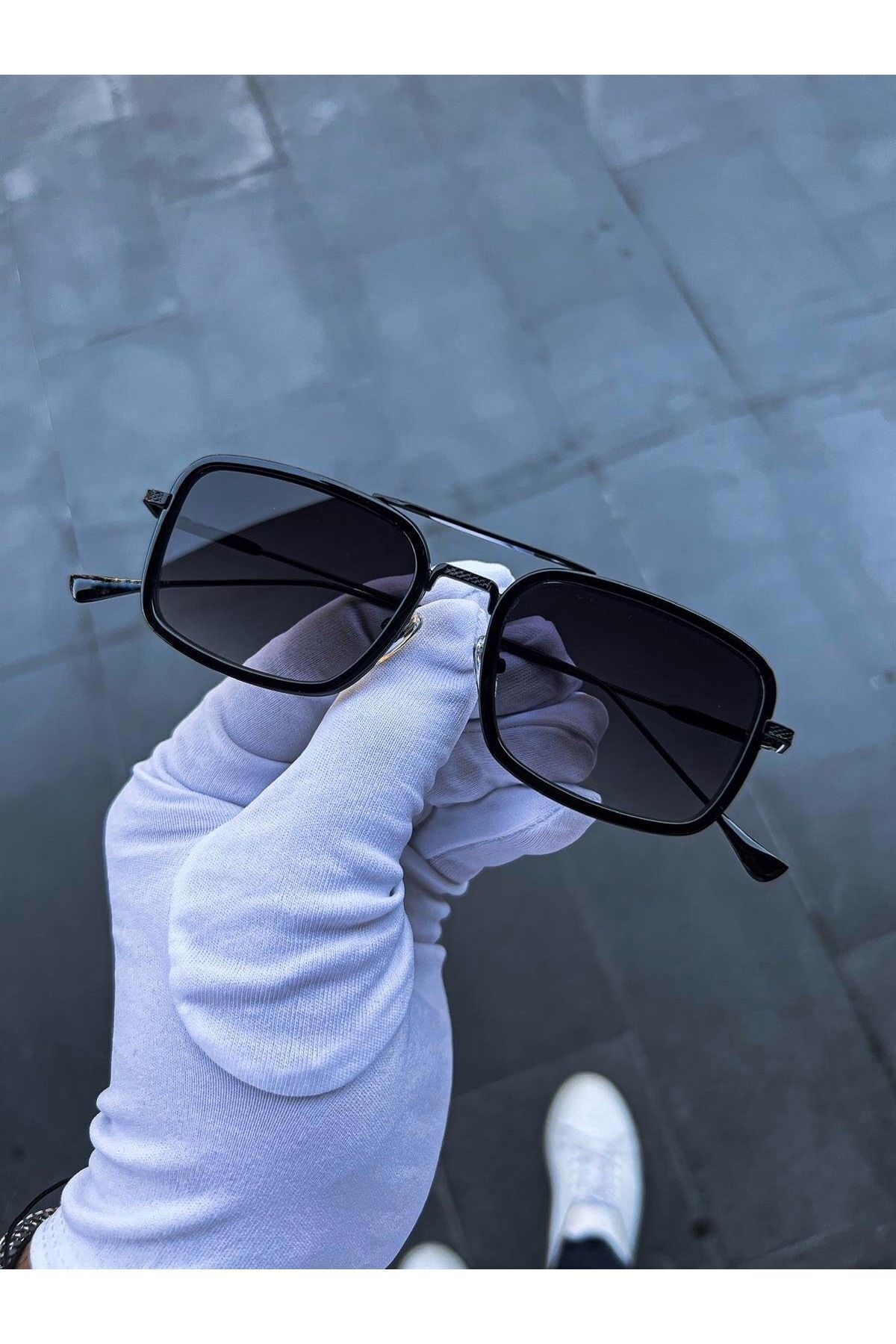 Eyesofia Burby Dikdörtgen Siyah Unisex Güneş Gözlüğü - Görsel 3