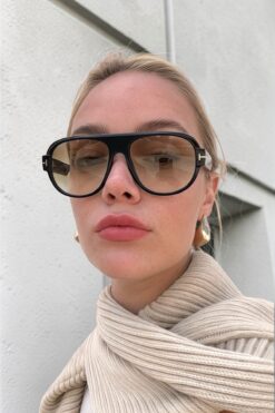 REN EYEWEAR Riona Siyah Oversize Kare Çerçeve Degrade Cam Güneş Gözlüğü| UV400 Koruma