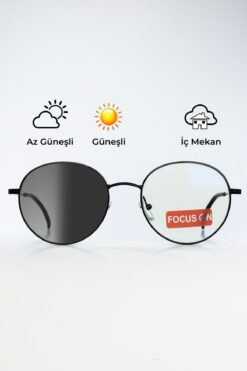 Focus On Eyewear Roma Black | Fotokromik Mavi Işık Gözlüğü | Tek Cam Otomatik Kararma
