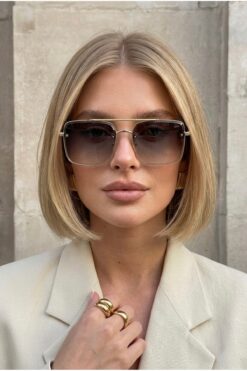 Chunky Frame Door Yüksek Kalite Titanyum Siyah Gold Çerçeveli Uv400 Filtreli Ultra Hafif Unisex Güneş Gözlüğü