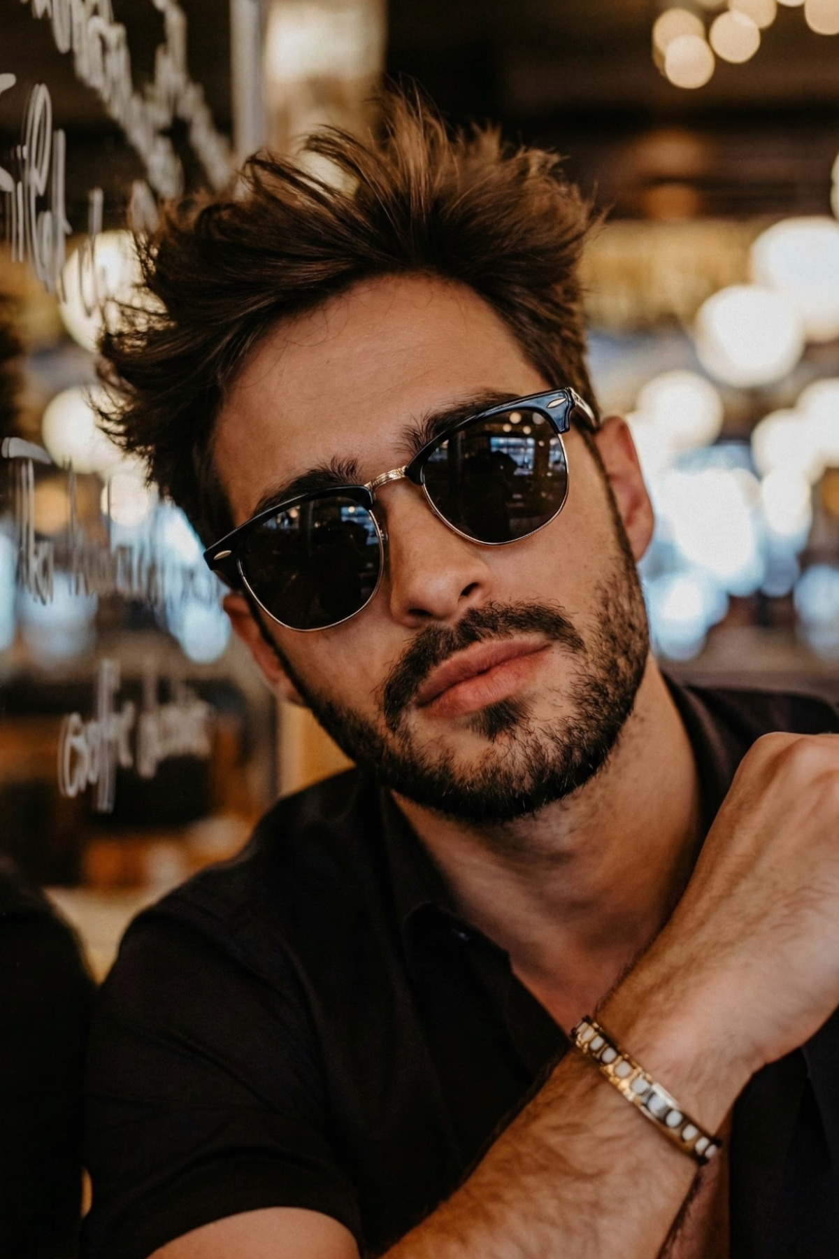 Eyesofia Clubmaster Unisex Siyah Uv400 Cam Ce Belgeli Güneş Gözlüğü - Görsel 2