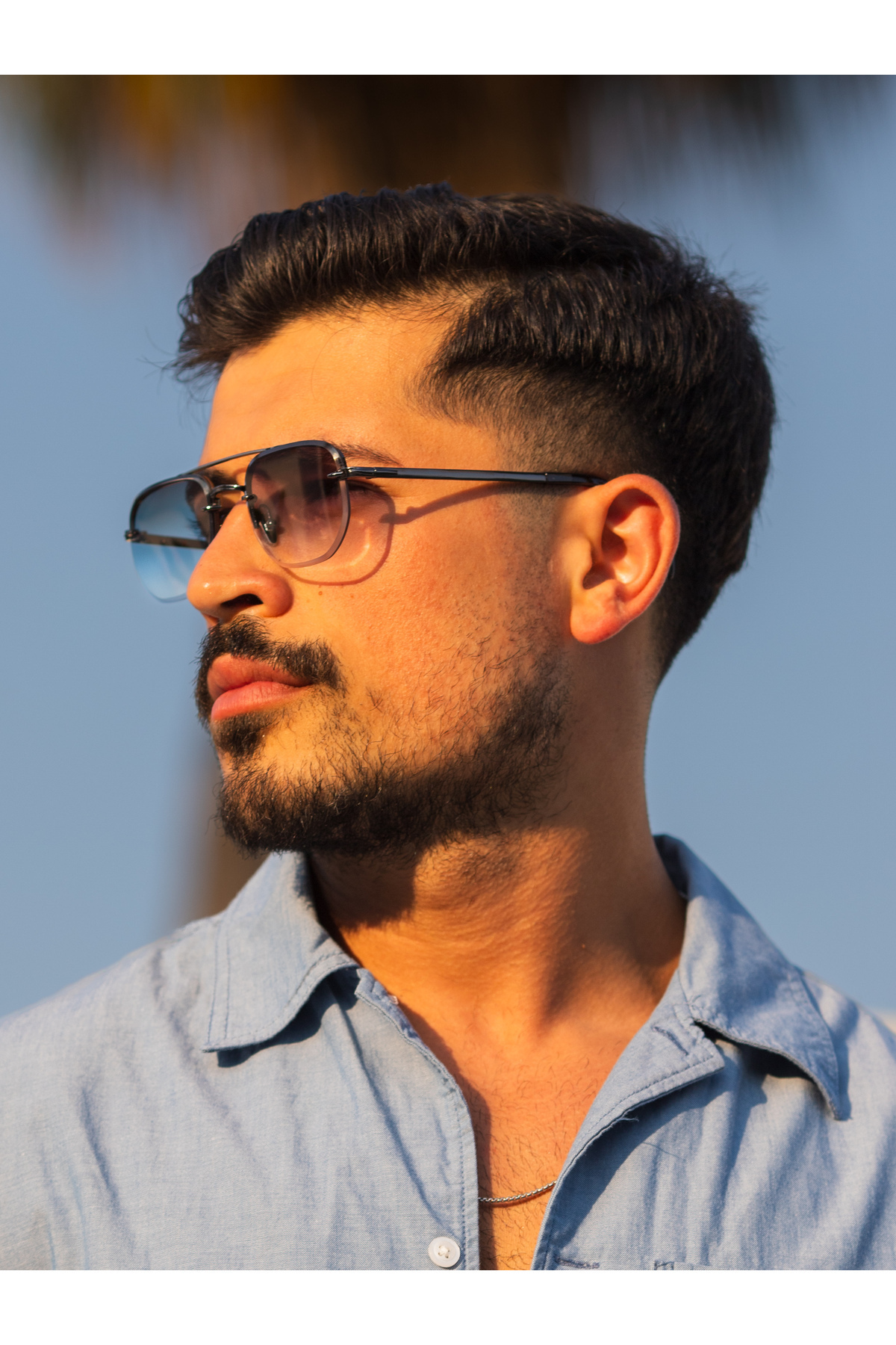 Angel Eyes Dikdörtgen Tasarım Koyu Gri Metal Çerçeve Lacivert Cam Unisex Güneş Gözlüğü DB1078/S David Bckhm - Görsel 2