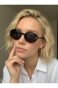 VEGA EYEWEAR Lille Oval Elips Siyah T aksesuarşlı Trend Model Güneş Gözlüşü 58 18 145