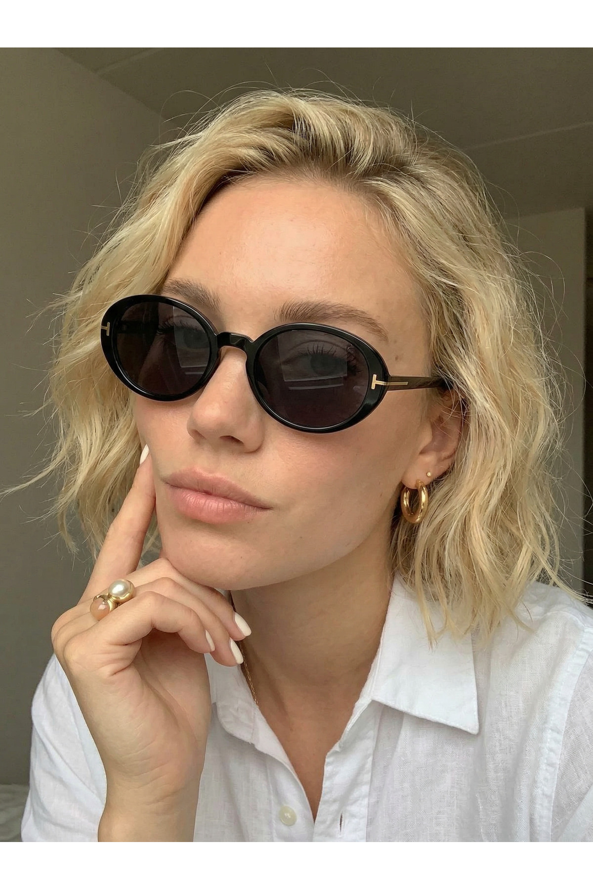 VEGA EYEWEAR Lille Oval Elips Siyah T aksesuarşlı Trend Model Güneş Gözlüşü 58 18 145
