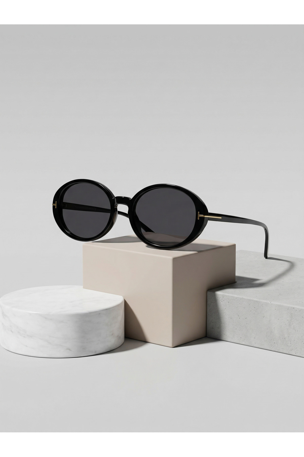 VEGA EYEWEAR Lille Oval Elips Siyah T aksesuarşlı Trend Model Güneş Gözlüşü 58 18 145 - Görsel 2