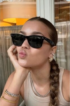 SİSİ Unisex Çapraz Kesim Wayf Parlak Klasik Güneş Gözlüğü / DLP725813