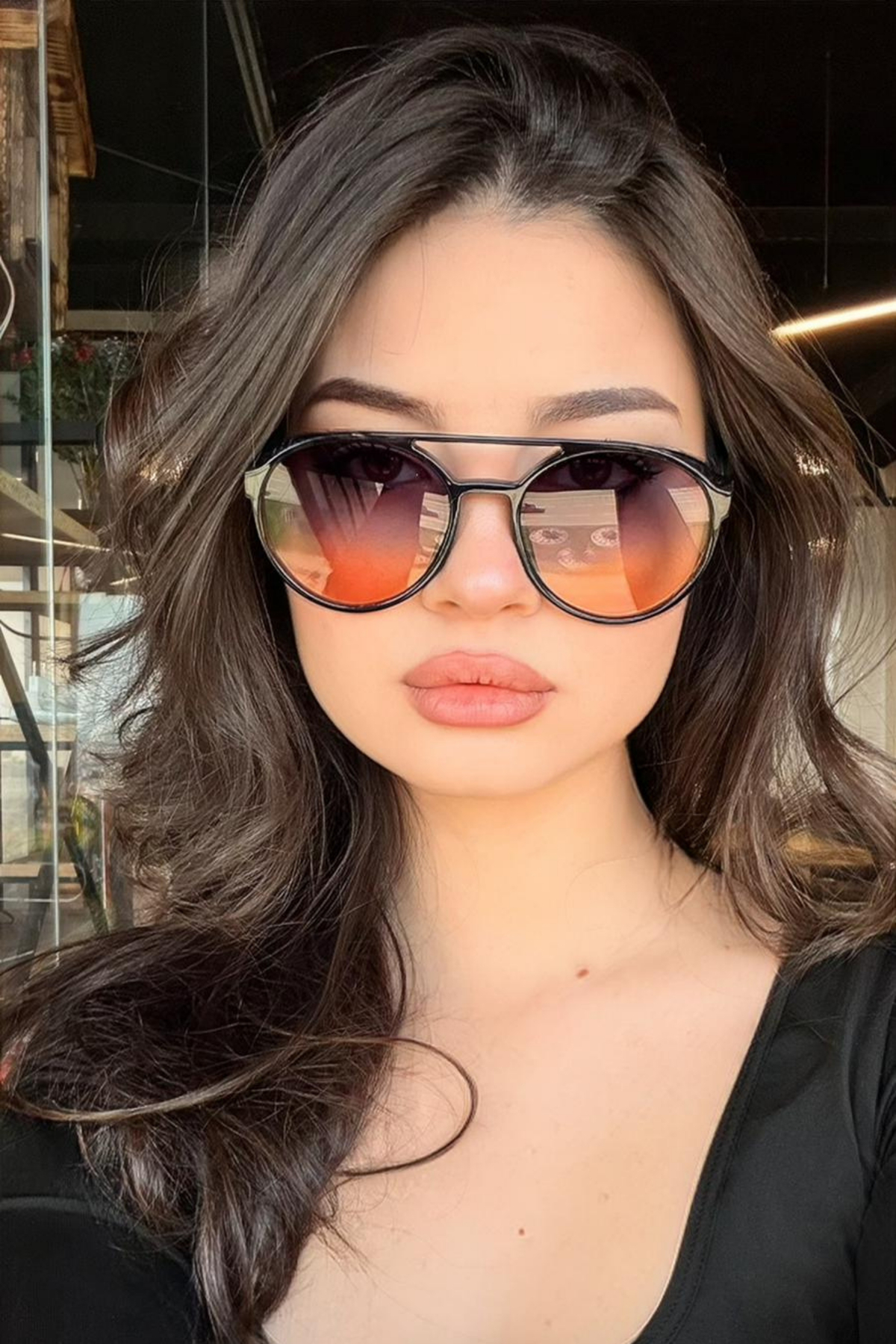 RMSMARKETİNG degrade oval cam renk geçişli güneş gözlüğü