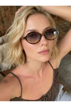 funeyes Miux Leopar Çerçeve Degrade Cam Trend Oval Güneş Gözlüğü