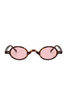 Mathilda Aksesuar Leopar Çerçeveli Pembe Camlı Minimal Retro Unisex Güneş Gözlüğü