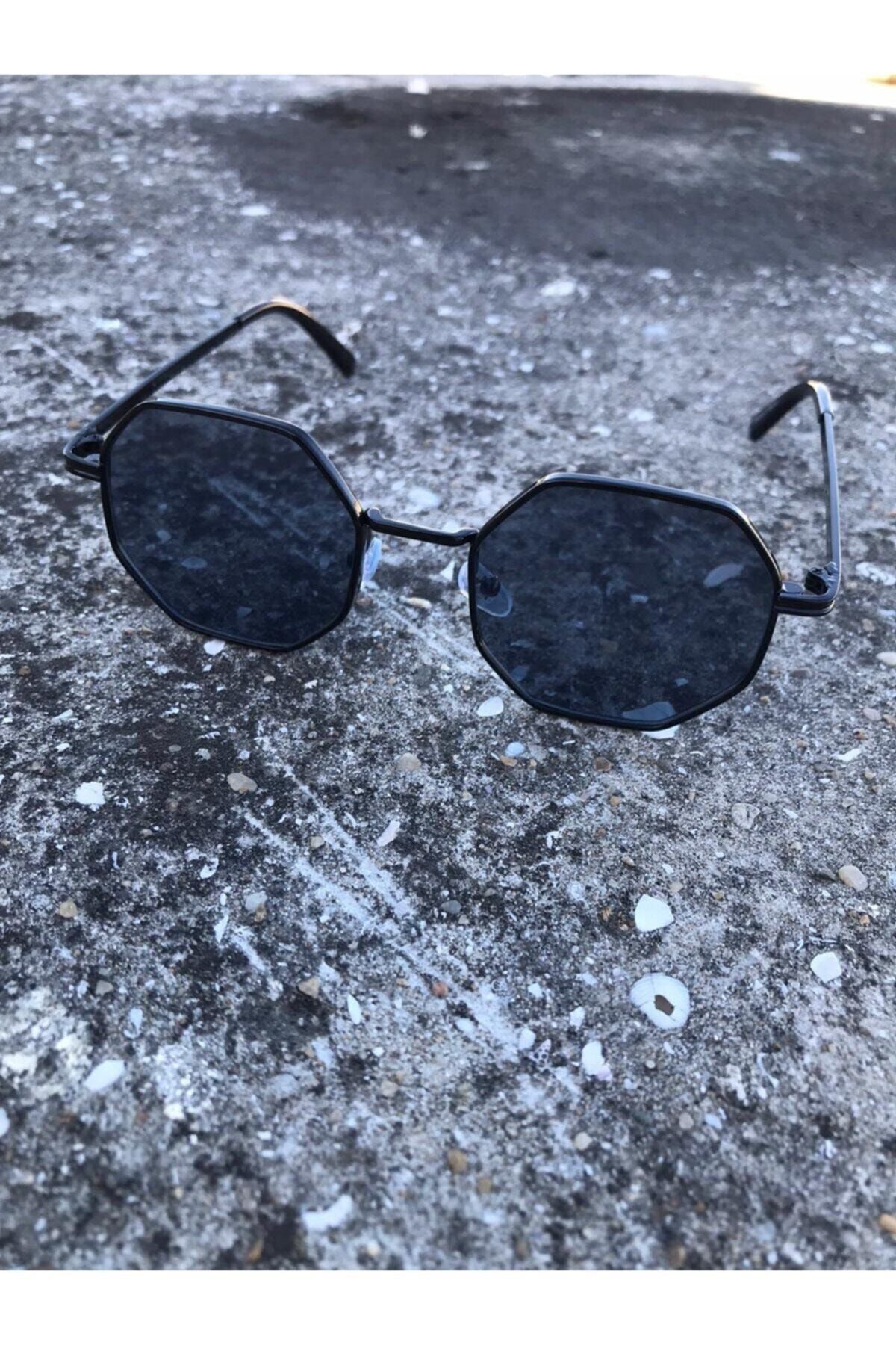 Cestello Sekizgen Retro Tarz Siyah Çerçeve Güneş Gözlüğü