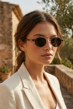 Kapin Sunis Kemik Tasarım Güneş Gözlüğü Leopar Çerçeve - Siyah Cam