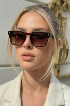 Eyesofia Puntini Unisex Kahverengi Güneş Gözlüğü