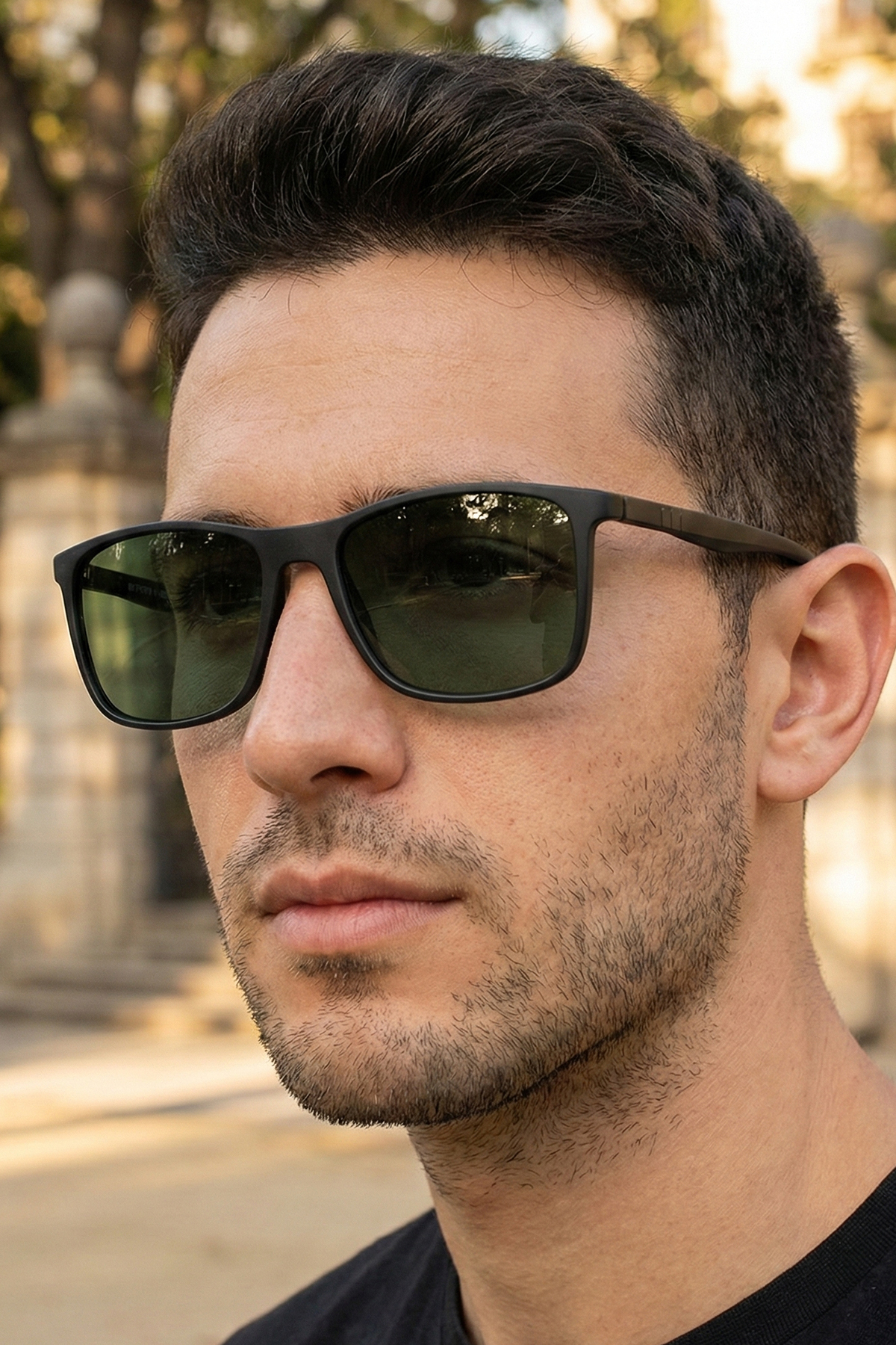 sun factory Polarize Mat Siyah Erkek Güneş Gözlüğü 1341 C0101M - TR90 Esnek Dayanıklı Çerçeve