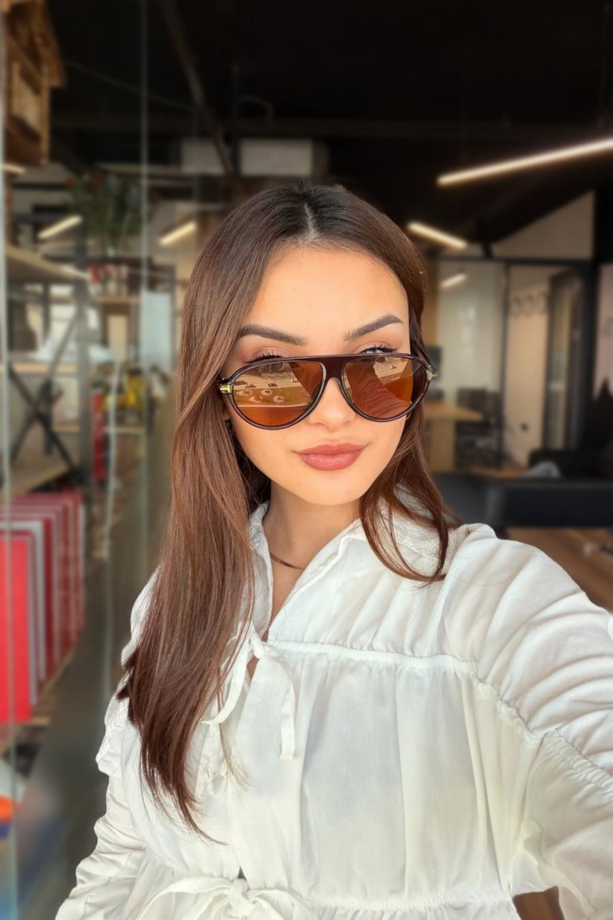 RMSMARKETİNG RMS Kahverengi Pilot model güneş gözlüğü Rms deri kılıf - silme bezi hediyeli