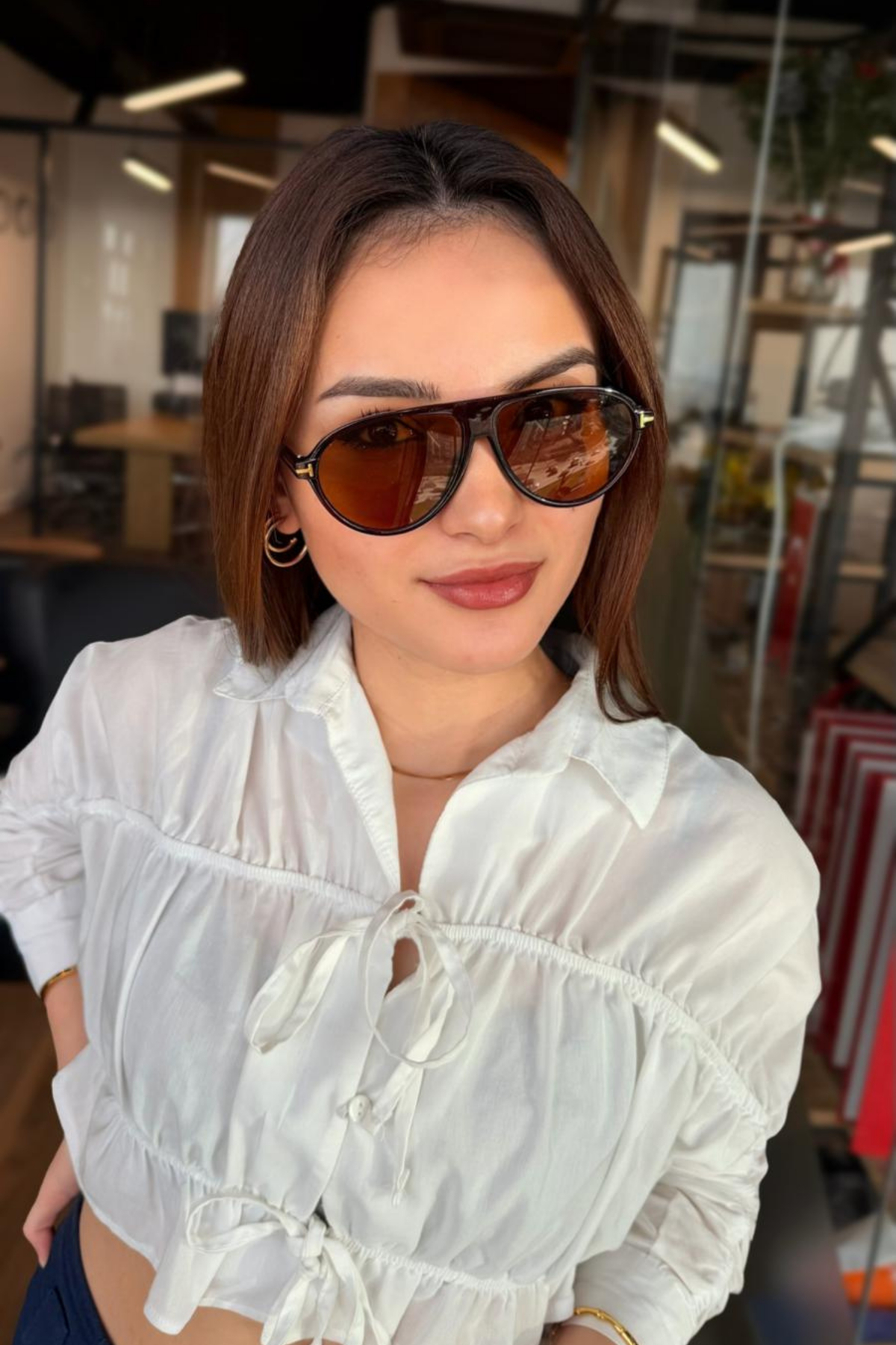 RMSMARKETİNG RMS Kahverengi Pilot model güneş gözlüğü Rms deri kılıf - silme bezi hediyeli - Görsel 3