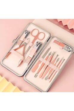 gaman 12'li Rose Gold Çantalı Taşınabilir Kişisel Bakım Seti Paslanmaz Çelik Cımbız - Manikür&pedikür Seti