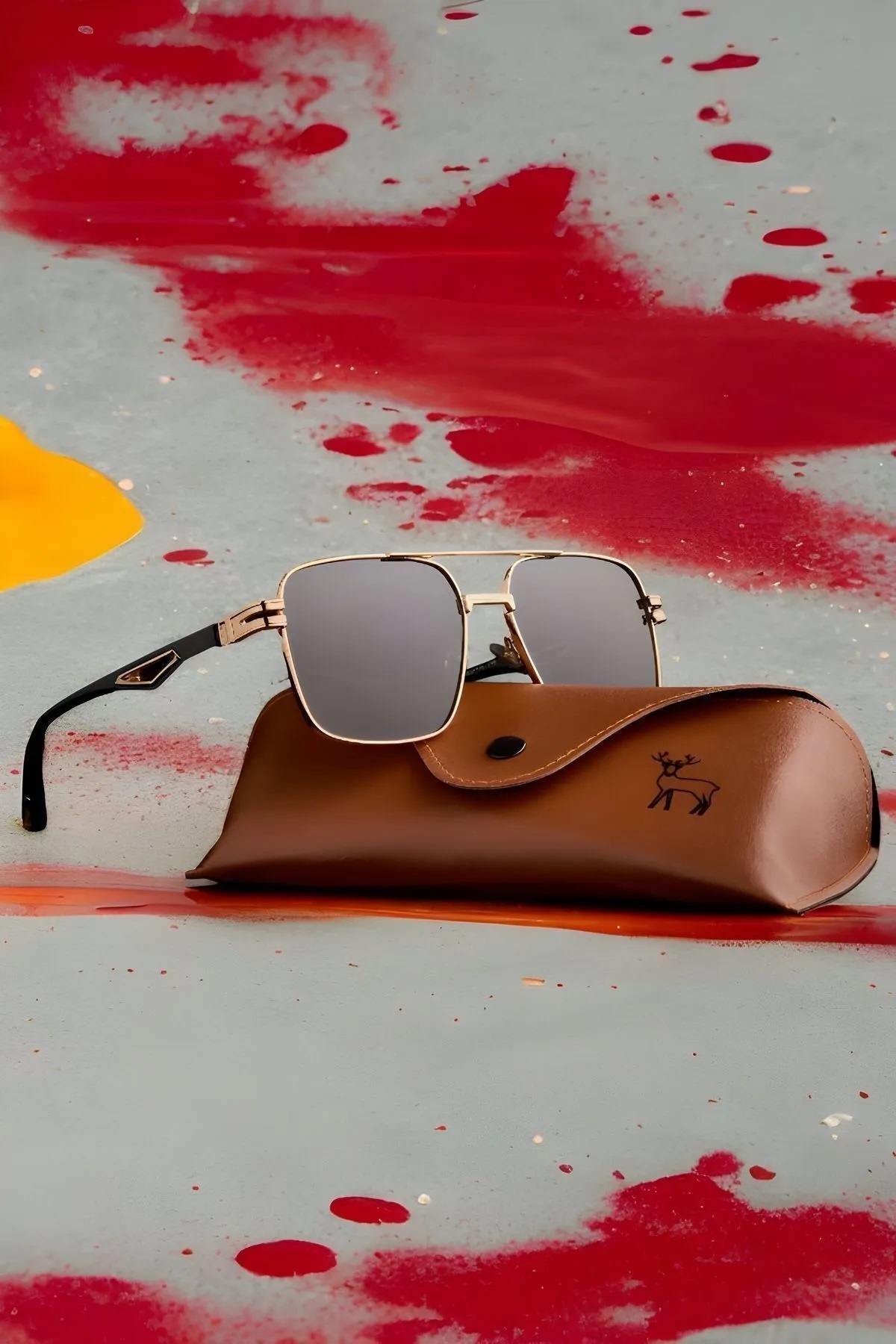 Chunky Frame Polarize Yüksek Kalite Titanyum Unisex Kahverengi Ultra Hafif Güneş Gözlüğü - Görsel 2