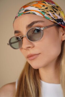 Stil Noktası Gri Oval Çerçeveli Güneş Gözlüğü