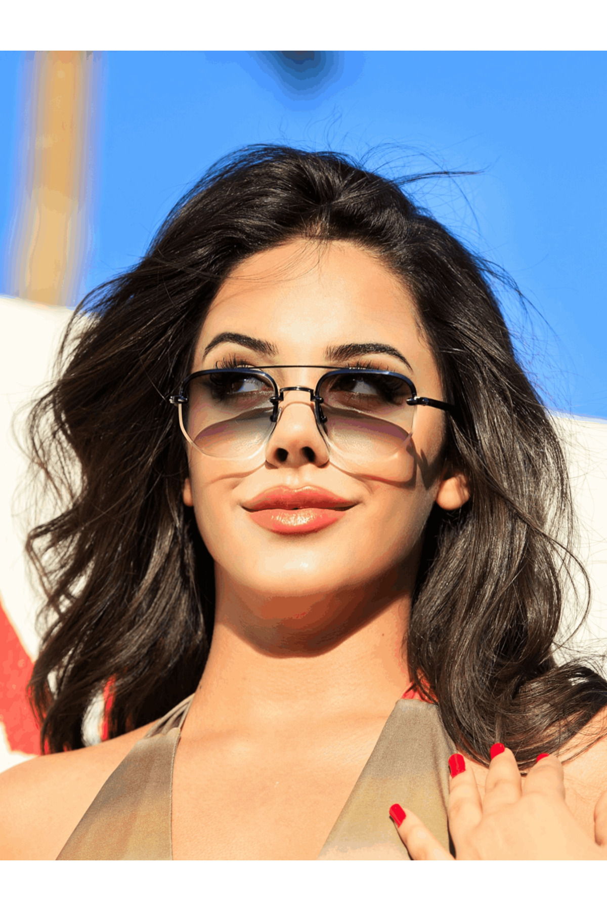 TomyHelf Dikdörtgen Tasarım Koyu Gri Metal Çerçeve Lacivert Cam Unisex Güneş Gözlüğü DB1078/S David Bckhm - Görsel 3