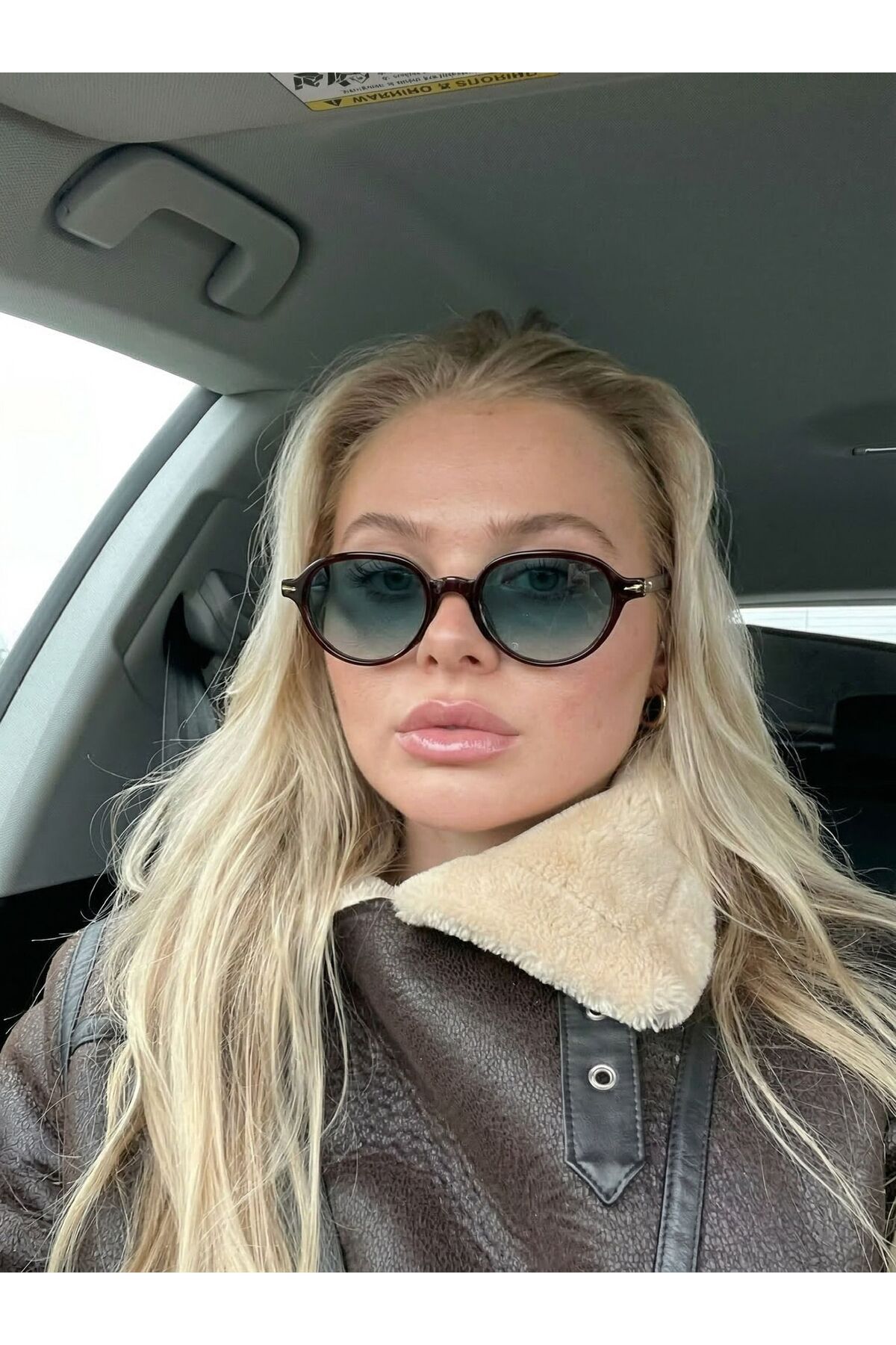 funeyes Larg Kahverengi Unisex Yuvarlak Güneş Gözlüğü | Hafif ve Konforlu | UV400 %100 Koruma