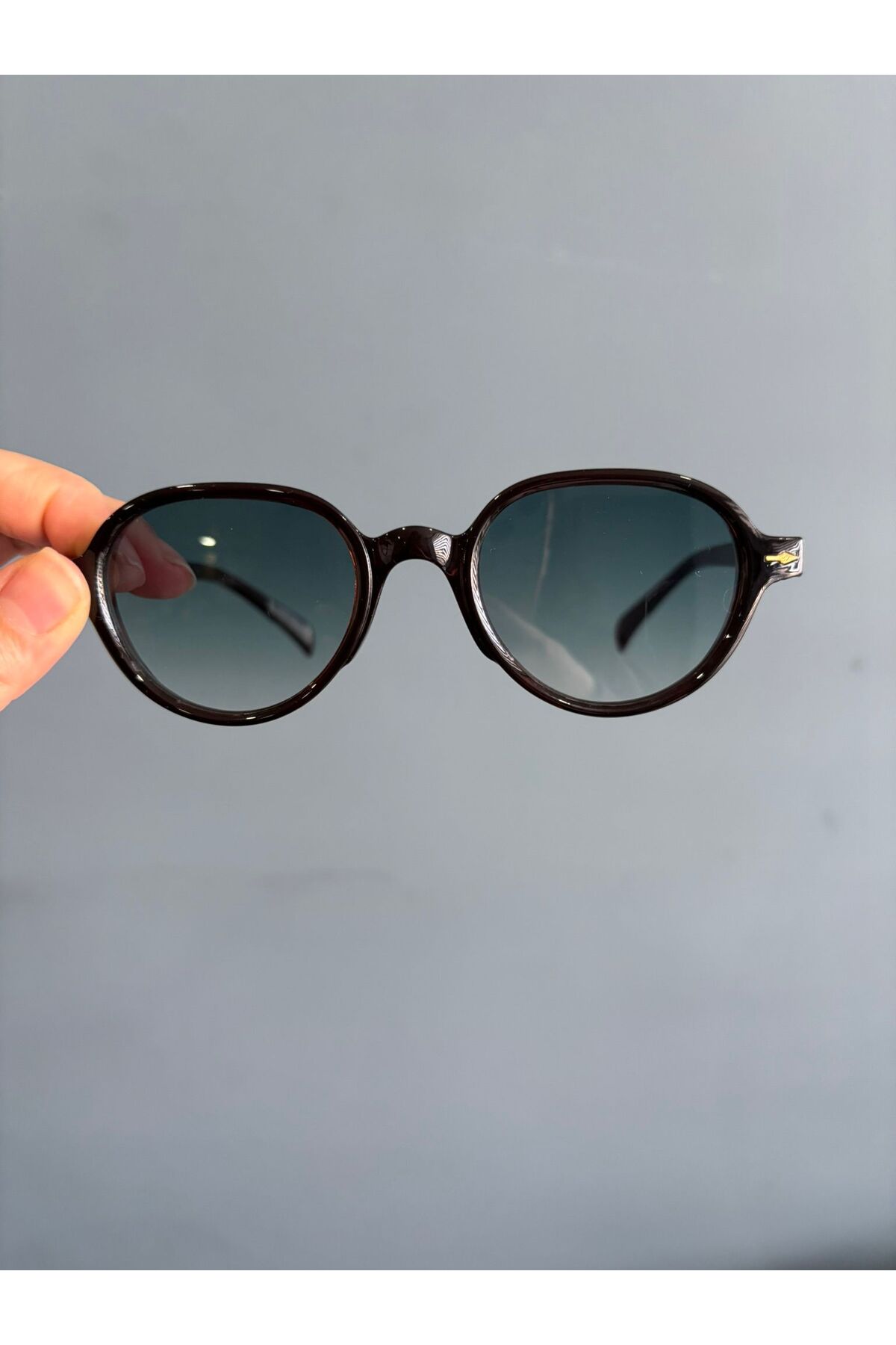 funeyes Larg Kahverengi Unisex Yuvarlak Güneş Gözlüğü | Hafif ve Konforlu | UV400 %100 Koruma - Görsel 2