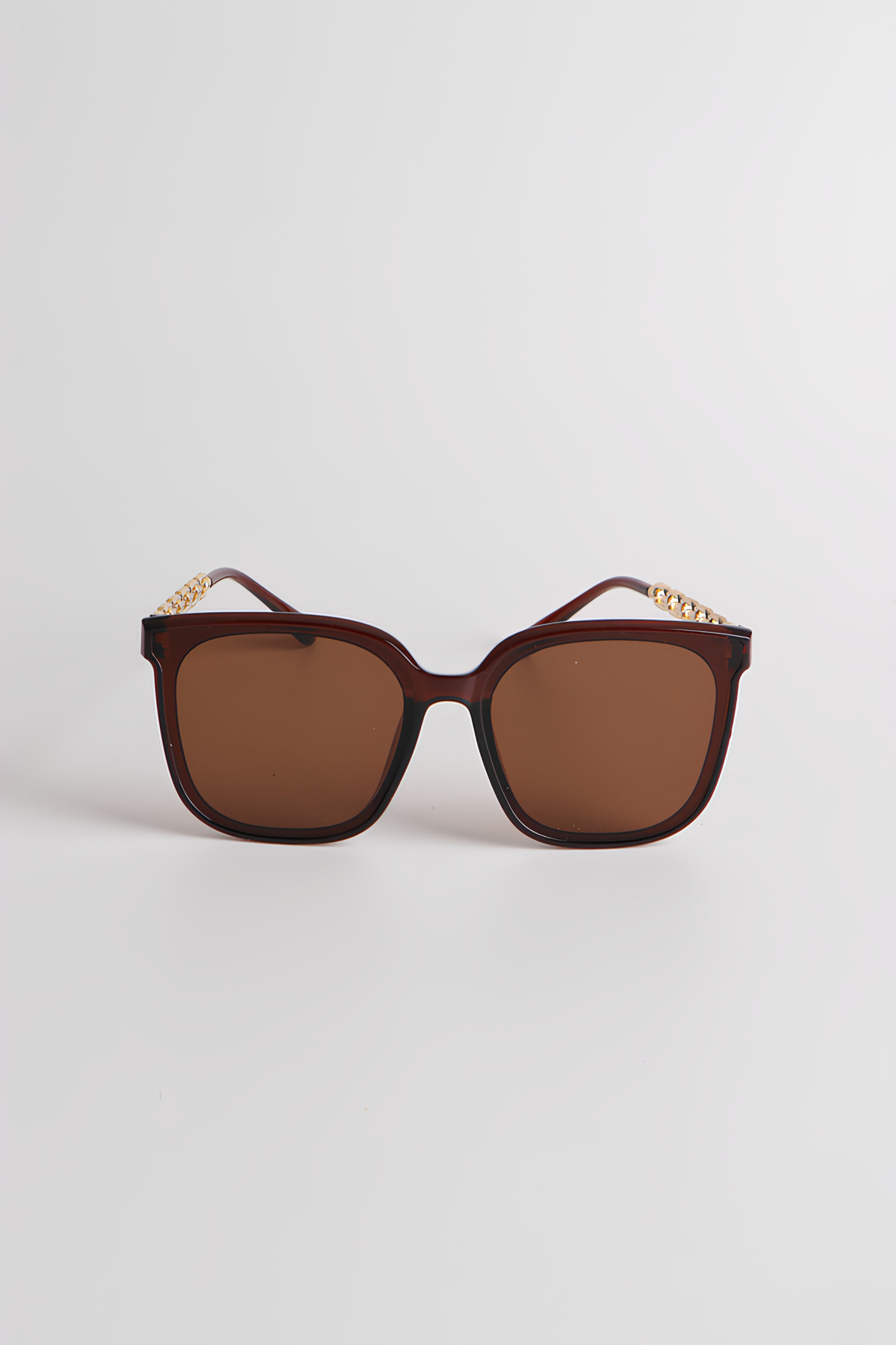 Chunky Frame Unisex Kahverengi 2025 Yılı Metal Yeni Sezon Güneş Gözlüğü - Görsel 3