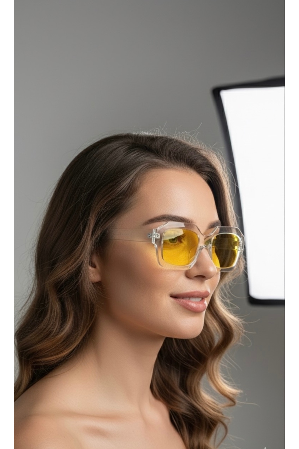 SADEN AKSESUAR LİNEA UV400 Korumalı Sarı Camlı Kadın Güneş Gözlüğü – Trend & Modern Tasarım