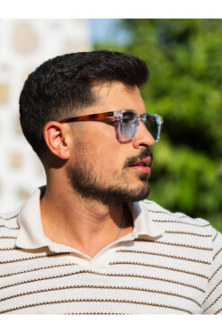 TomyHelf Kare Tasarım Leoapar Şeffaf Çerçeve Mavi Cam Güneş Gözlüğü