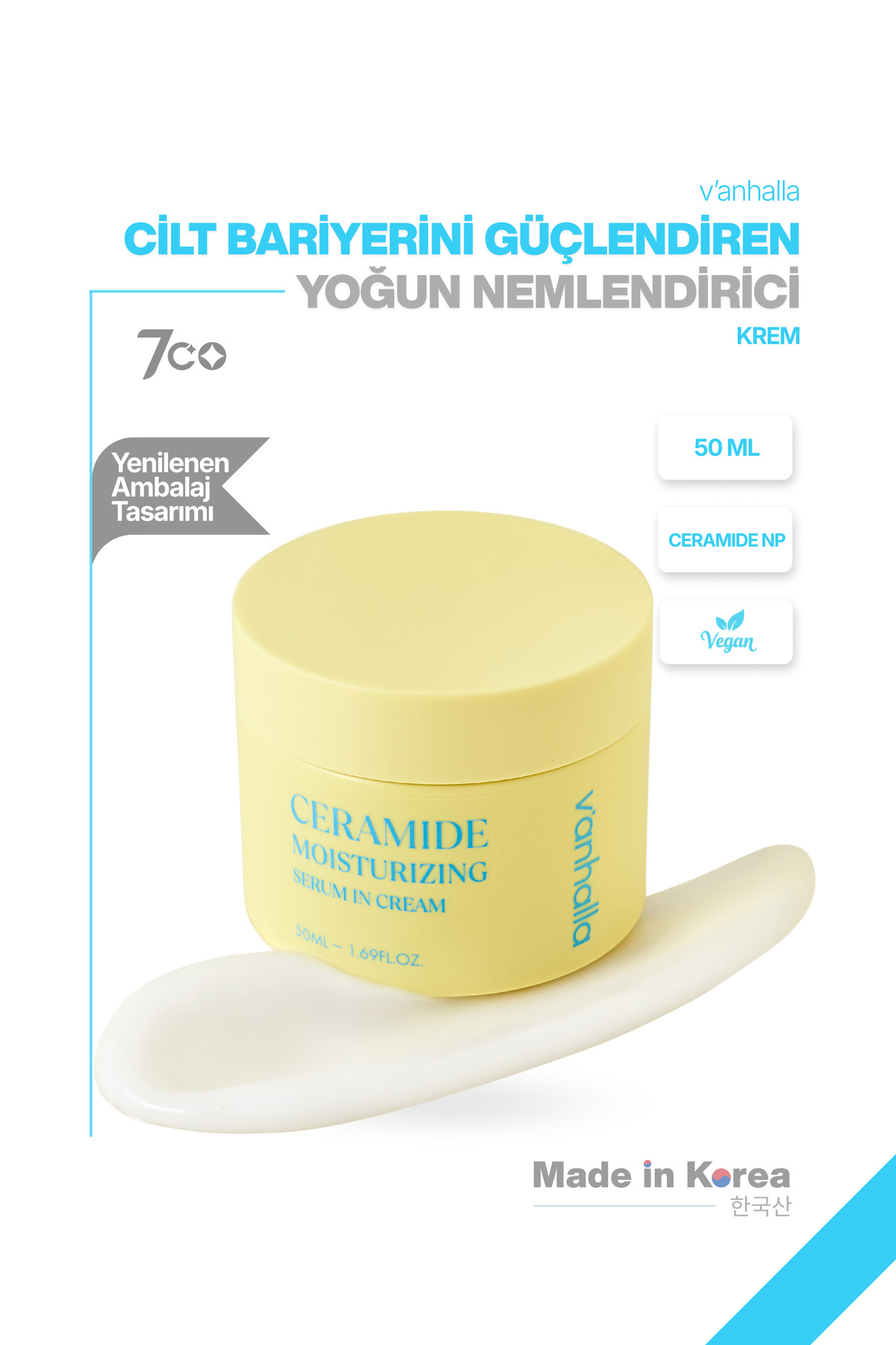 v'anhalla Bariyer Onarıcı Ceramide Serum | Ceramide NP + Panthenol + 3HA | Yoğun Nemlendirici & Yüz Kremi