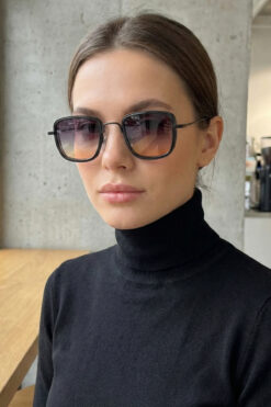 Kapin Onxs Tasarım Metal Çerçeve Güneş Gözlüğü - Siyah Hardal