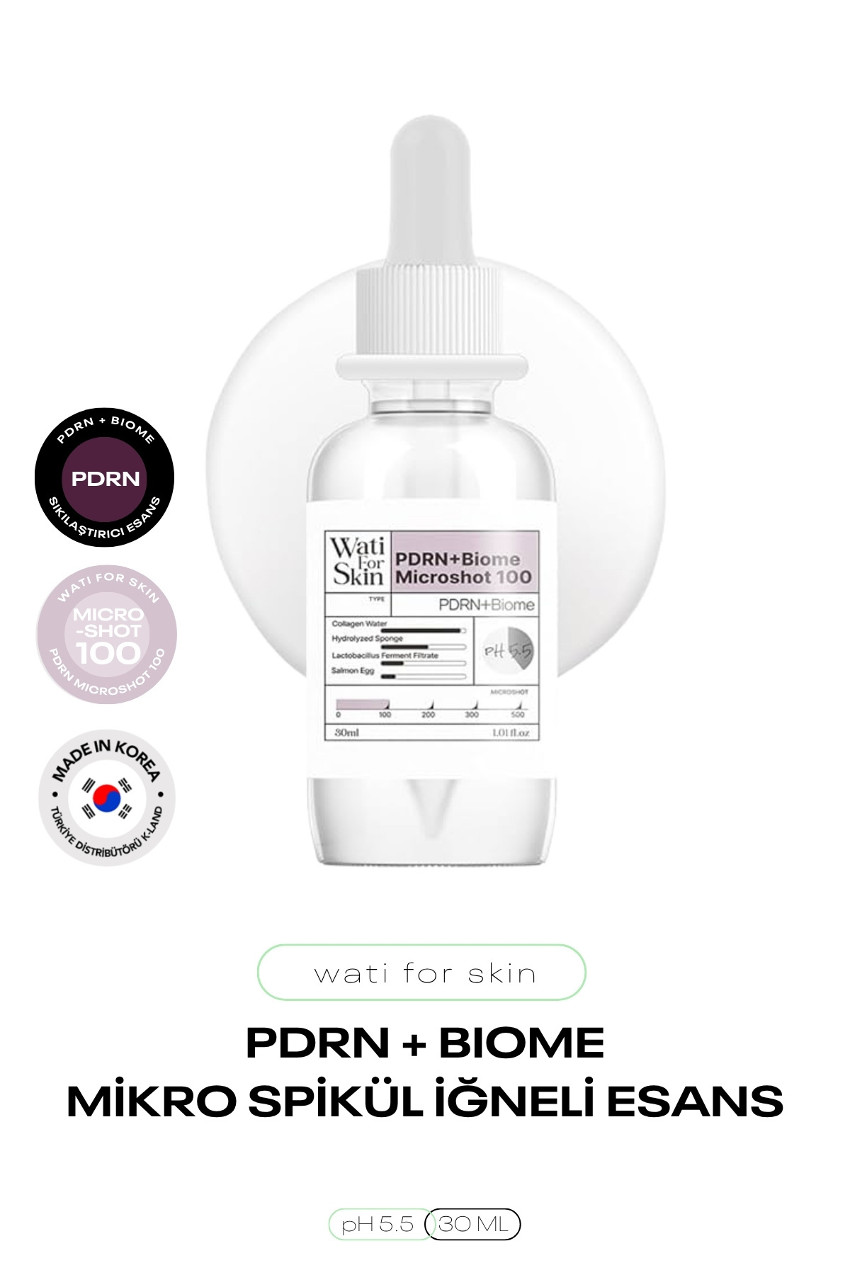wati for skin PDRN ve Lactobacillus Mikro Spikül İğneli Esans Wati For Skin PDRN Gyeol Biome Microshot 100