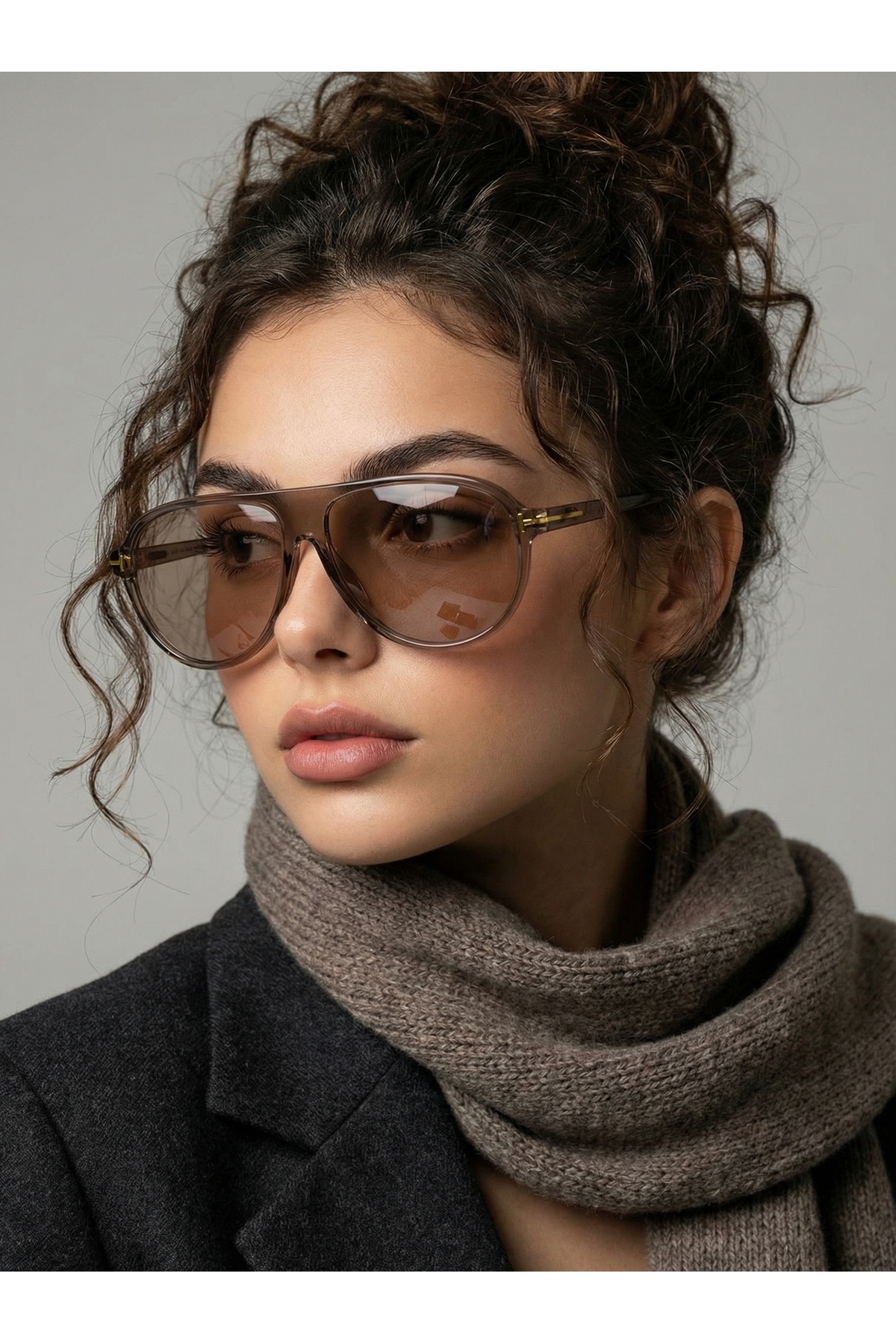 funeyes Marcus Kül Çerçeve Açık Kahve cam Unisex uv400 korumalı Trend Güneş Gözlüğü - Görsel 2