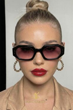 MACERATİ Baccur Unisex Kahverengi Vintage Yeni Sezon Dikdörtge Renkli Güneş Gözlüğü