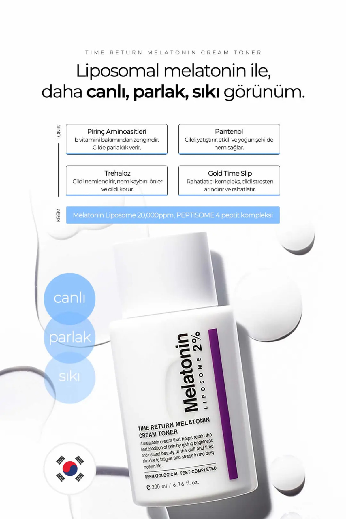 MAXCLINIC %2 Melatonin Içeren Çift Fazlı Yorgunluk Karşıtı Krem Tonik Melatonin Cream Toner 200 ml - Görsel 2