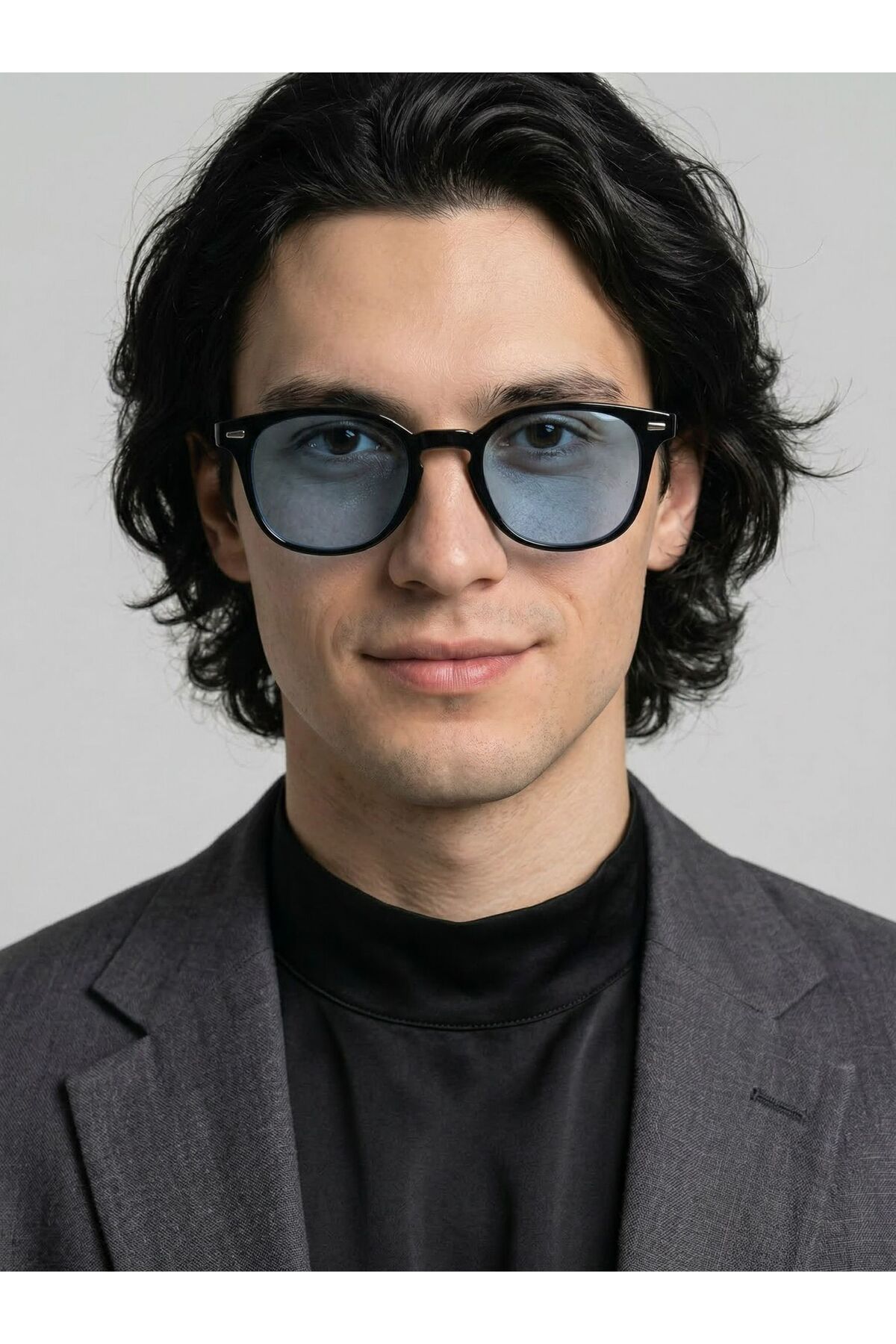 VEGA EYEWEAR Buggy Unisex Siyah Küçük Boy Güneş Gözlüğü Mavi Camlı Trend model - Görsel 3