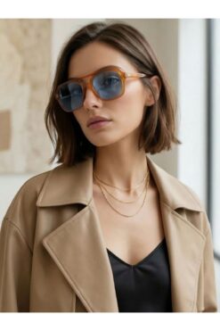 Saye Collection Azure Amber Çift Köprülü Kehribar Kadın Gözlüğü