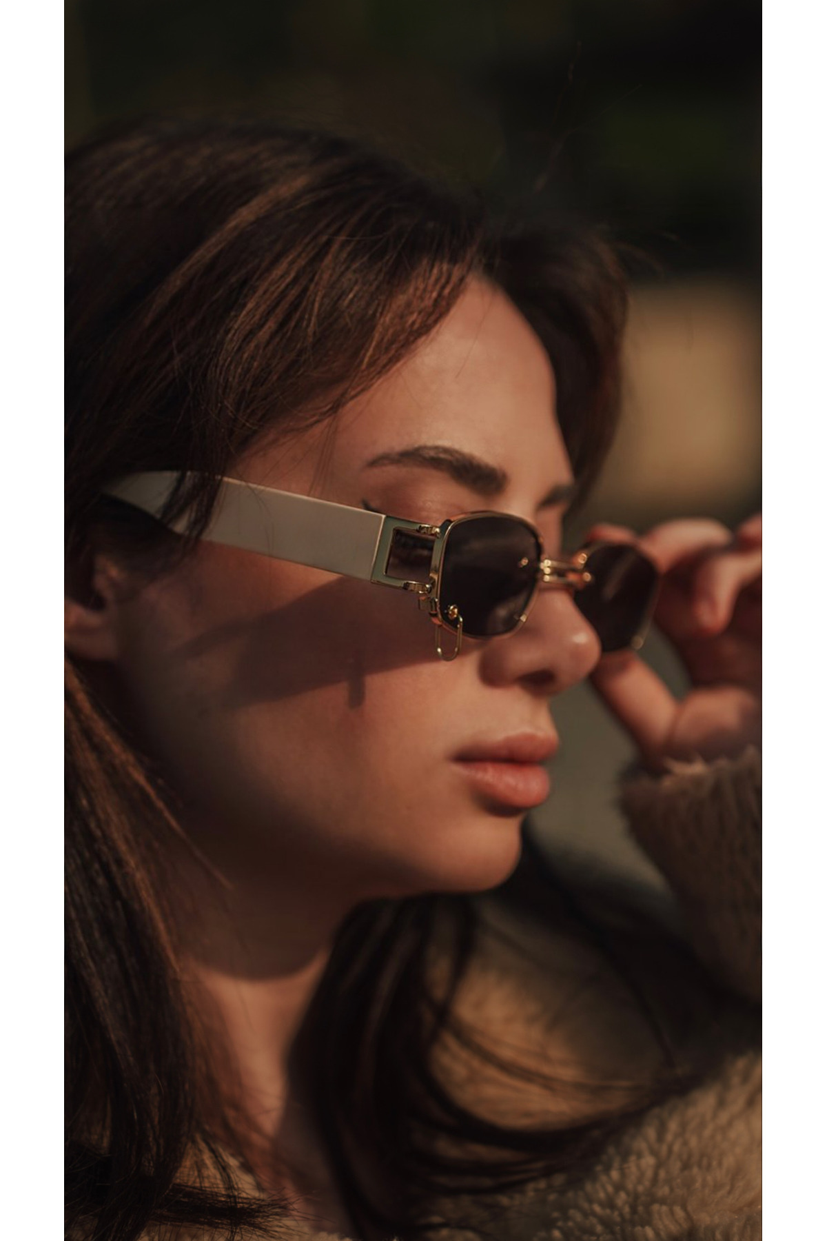 Angel Eyes Dikdörtgen Krem Pircingli Unisex Güneş Gözlüğü Yw8032l-a