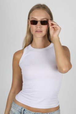 TomyHelf Dikdörtgen Tasarım Gold Çerçeve Kahverengi Cam Vintage Kadın Güneş Gözlüğü