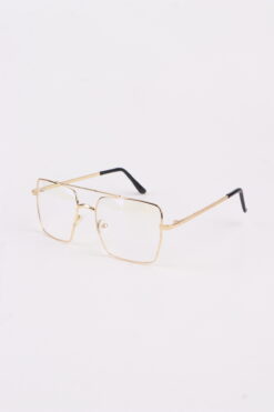 Chunky Frame Unısex Şeffaf Gold Çerçeveli Kare İmaj Gözlük