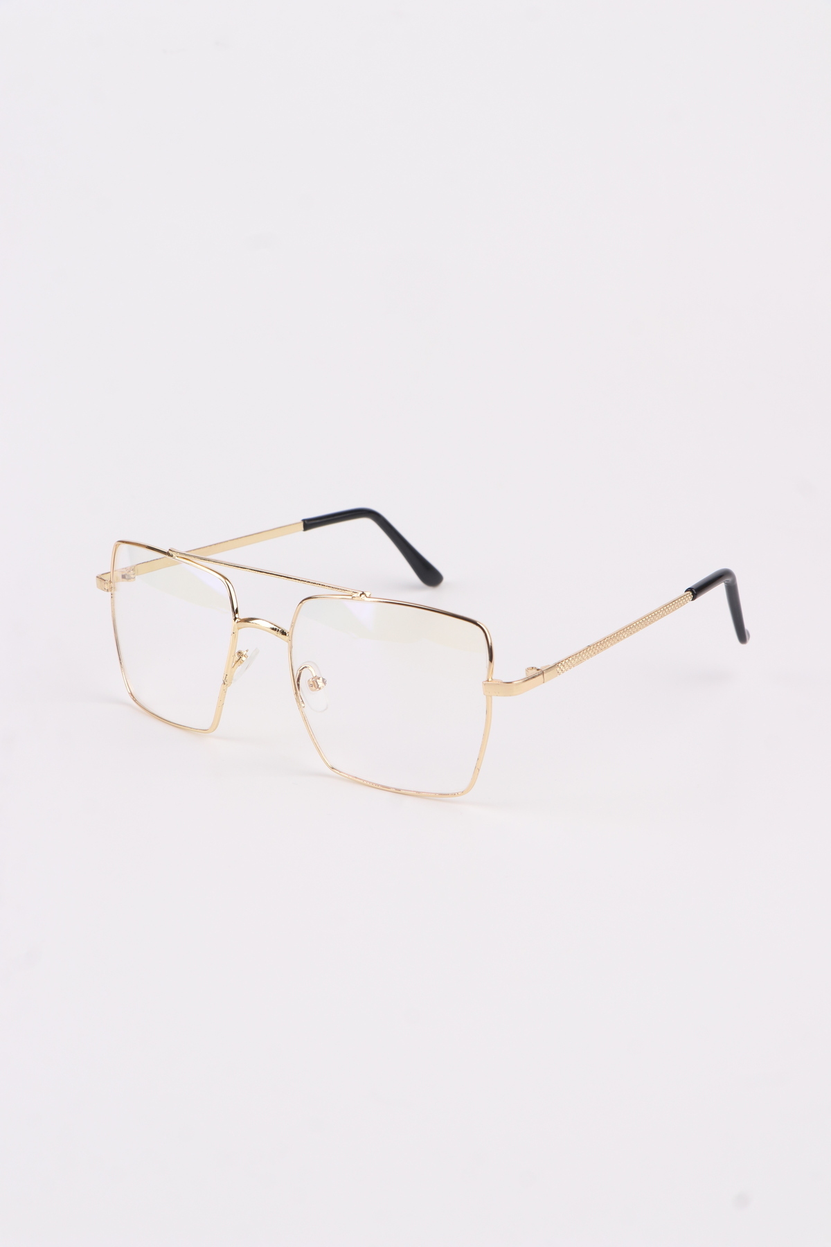 Chunky Frame Unısex Şeffaf Gold Çerçeveli Kare İmaj Gözlük