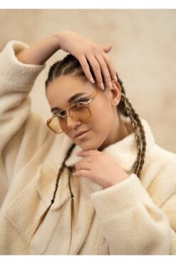 Stil Noktası Gold Çerçeve Amber Cam Unısex Güneş Gözlüğü