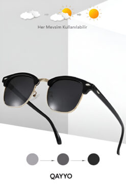 QAYYO Accessories Clubmaster Unisex Siyah Uv400 Cam Ce Belgeli Güneş Gözlüğü