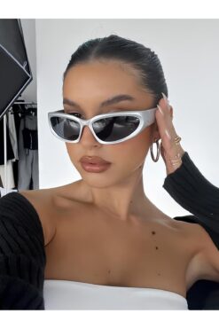 MACERATİ Milenyum Y2k Unisex Gri Kare Çerçeve Uv400 Güneş Gözlüğü