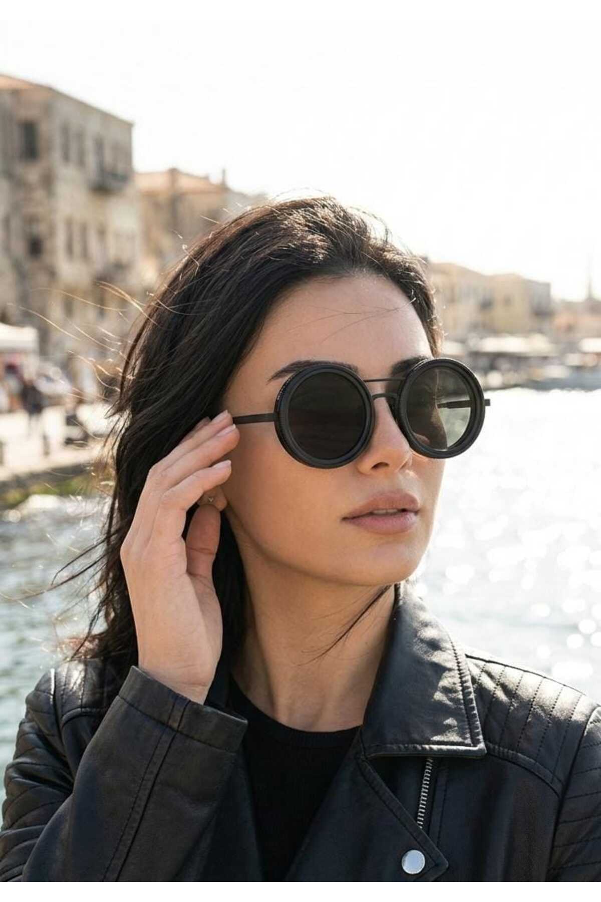 Bosile Ayarlanabilir ND 2-400X Filtreli Yuvarlak Güneş Gözlüğü - Kademeli Kararan Polarize Retro Gözlük