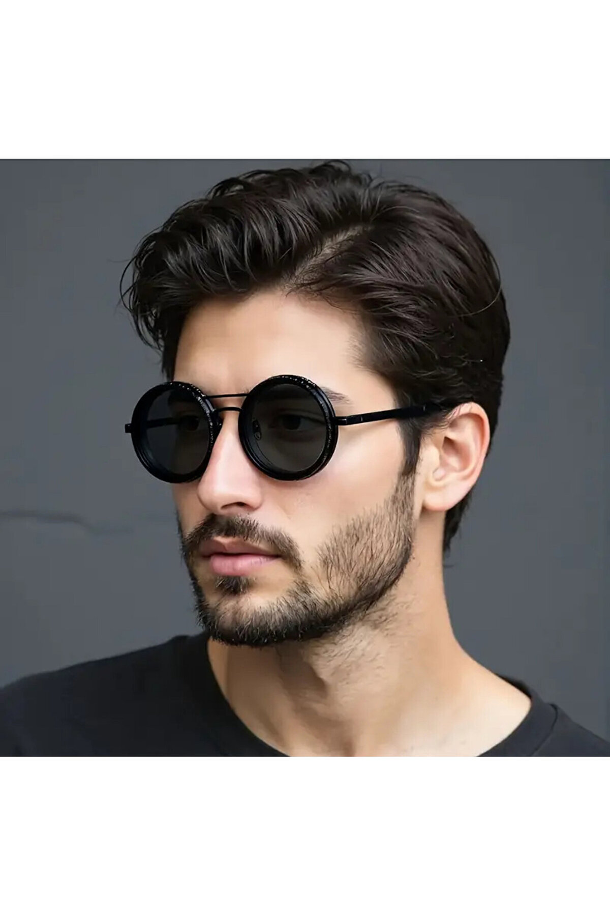 Bosile Ayarlanabilir ND 2-400X Filtreli Yuvarlak Güneş Gözlüğü - Kademeli Kararan Polarize Retro Gözlük - Görsel 2