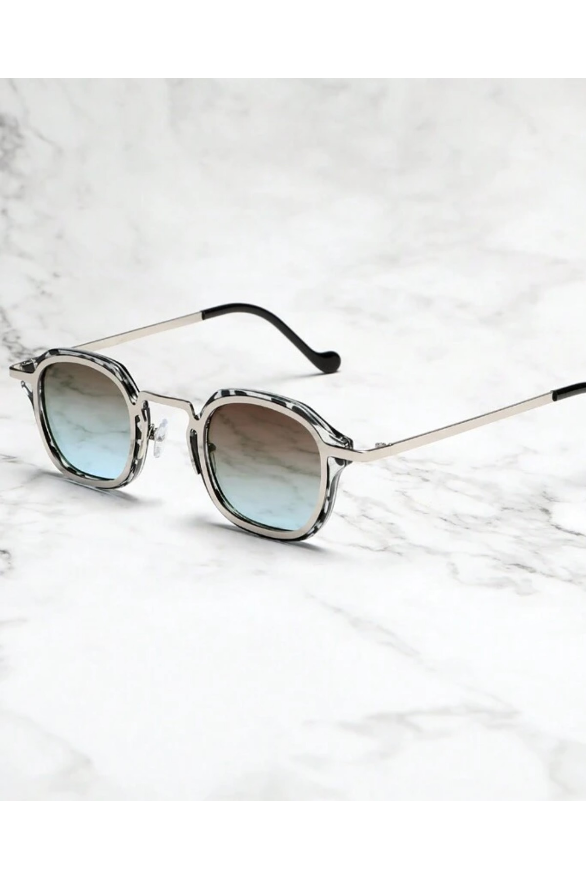 Toz Vintage Murian Zebra Retro Yuvarlak Metal Çerçeve Unisex UV400 Vintage Retro Güneş Gözlüğü - Görsel 3